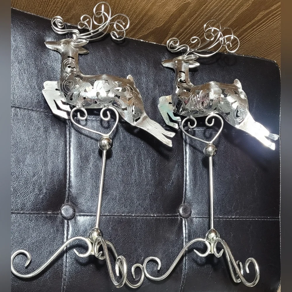 Metal silver reindeer candle holders set 2 pcs. - Picture 16 of 17